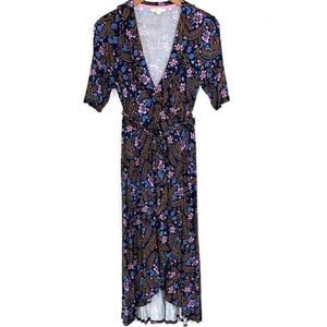 Boden Floral Paisley Jersey Wrap Midi Dress Size 10 Preppy Wedding Holiday